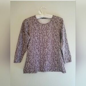 J.McLaughlin Catalina Cloth Womens Top 3/4 Sleeve Abstract Print Brown/White XS